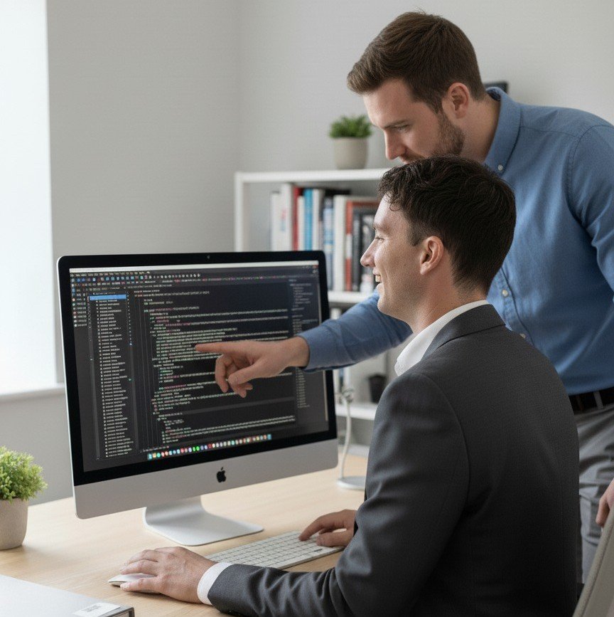 4 people looking at computer screen