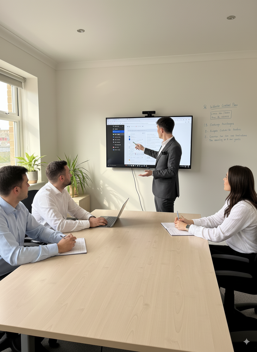 Mex (The Owner) teaching a team about their website