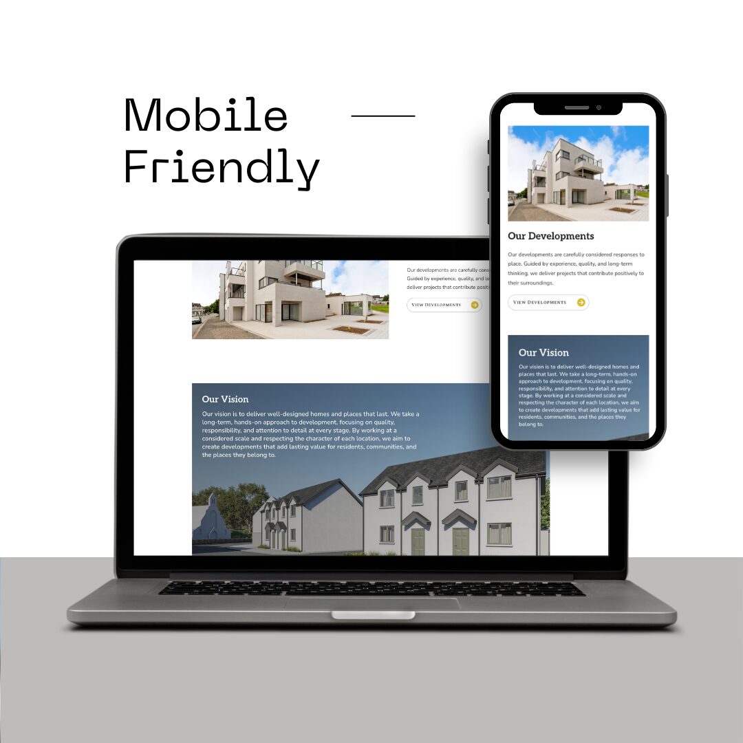 Mock up of phone and laptop showing the website is mobile friendly